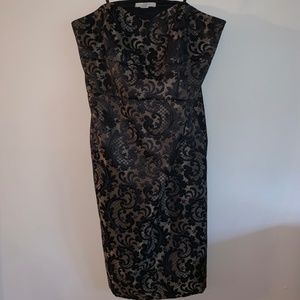 Gold/Black Strapless Floral Brocade LOFT 6P
